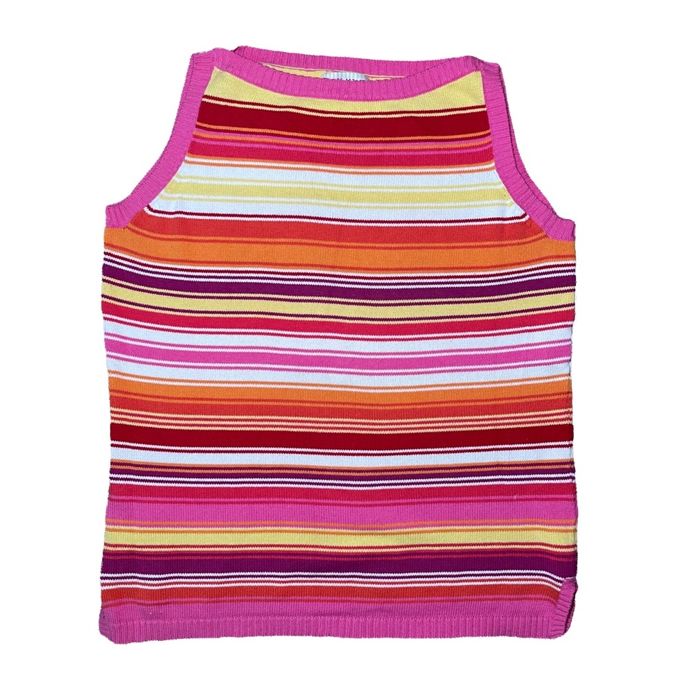 white stag striped sweater vest